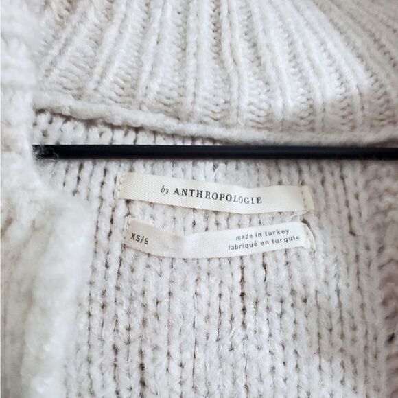 Anthropologie Nordic Hooded Cable-Knit Cardigan In Sand (Ivory) Size XS/S NWT - Picture 9 of 10